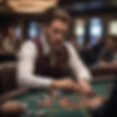 A player strategizing while engaging in a live dealer blackjack game