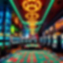 Vibrant casino floor with lively gaming tables