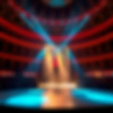 Stage set for a spectacular performance at the Colosseum with vibrant lighting