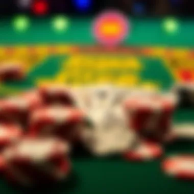 A close-up of casino chips and cards used in the Price Is Right game, emphasizing strategy and gameplay.