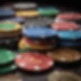 Diverse selection of casino chips in various colors and designs