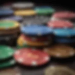 Diverse selection of casino chips in various colors and designs