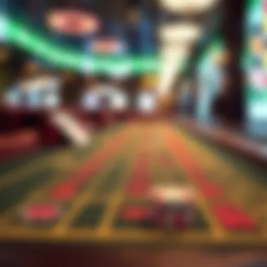 Close-up view of different betting options available in craps