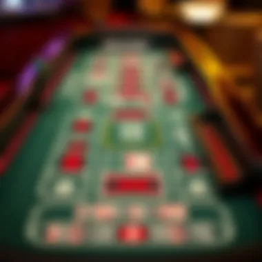 Visual representation of a craps table layout highlighting various betting areas