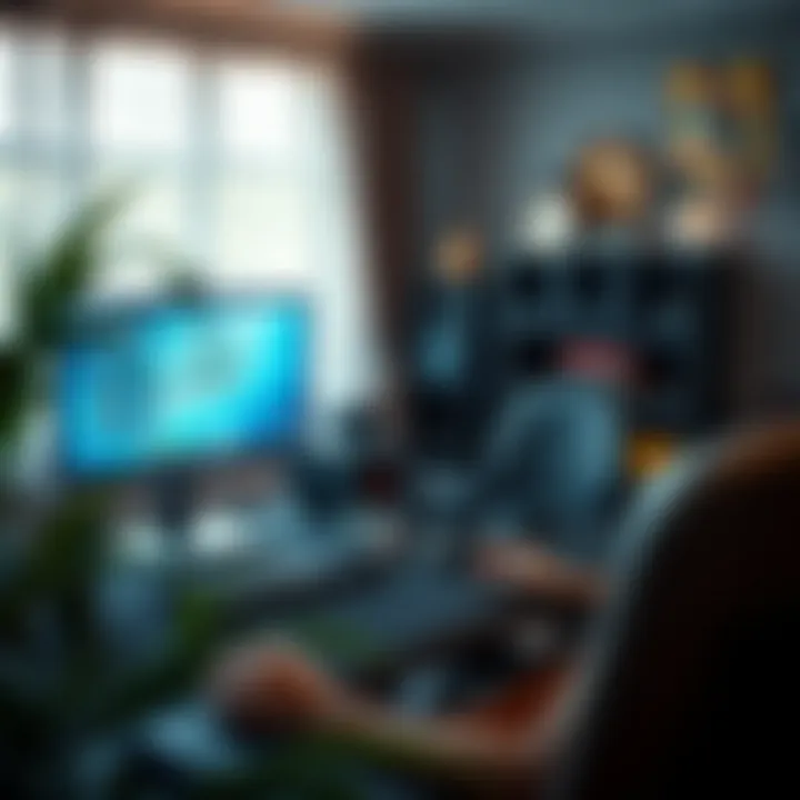 A serene home setup for online gambling with a computer and gaming accessories