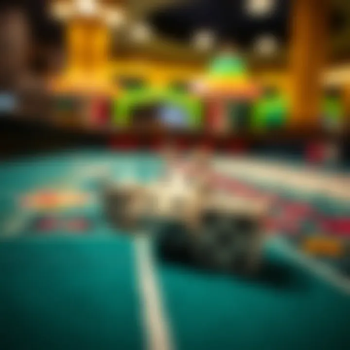 Close-Up of Dice in Action Close-up of dice being thrown on a craps table