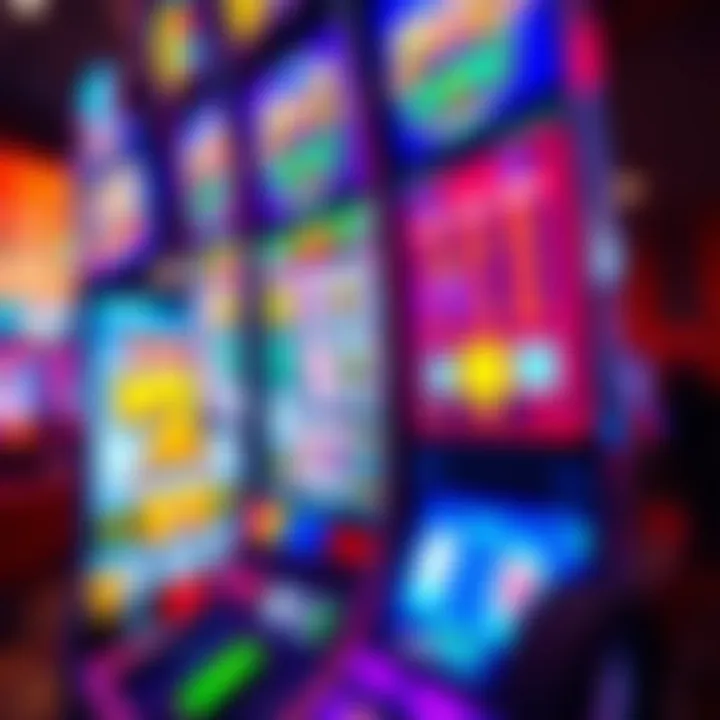 Close-up of a video poker machine showing vibrant screen graphics
