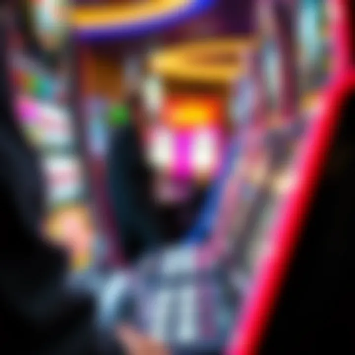 Close-up of a player interacting with a diamond slot machine