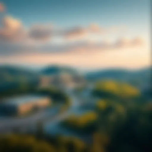Aerial view of Empire Resorts nestled in the Catskills mountains