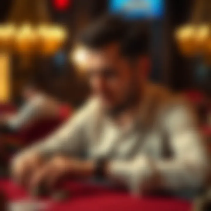 A thoughtful player contemplating their next move at the poker table