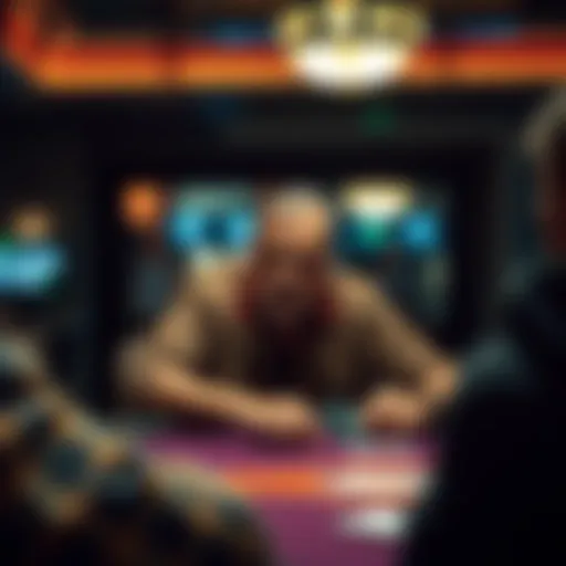 Legendary Texas Hold'em player at the table, contemplating his next move