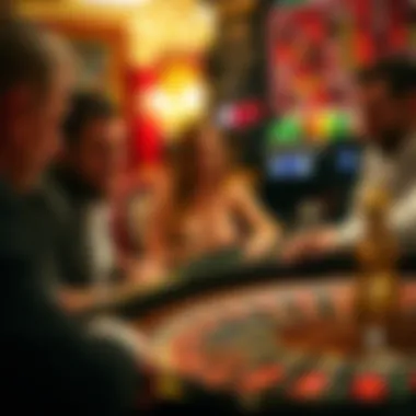 Social Experience of Roulette Gambler enjoying a roulette game with friends