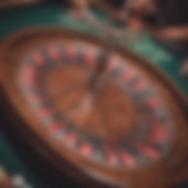 Close-up of a roulette wheel in action