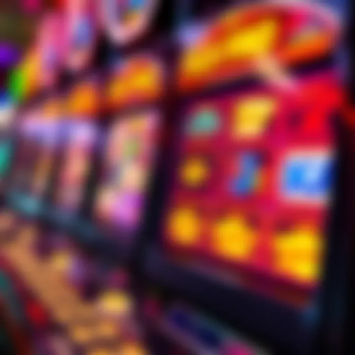 A close-up view of a slot machine displaying vibrant graphics.