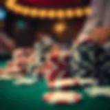 A close-up of poker chips arranged on a table
