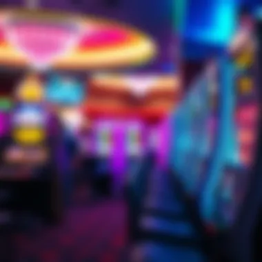 Illustration of a vibrant gaming environment with slot machines