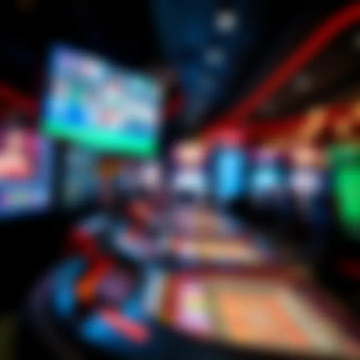 Technology Behind Live Casino Games An advanced gaming setup displaying multiple screens featuring various live casino games.