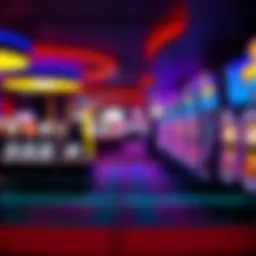 A vibrant casino floor showcasing a variety of slot machines and gaming tables
