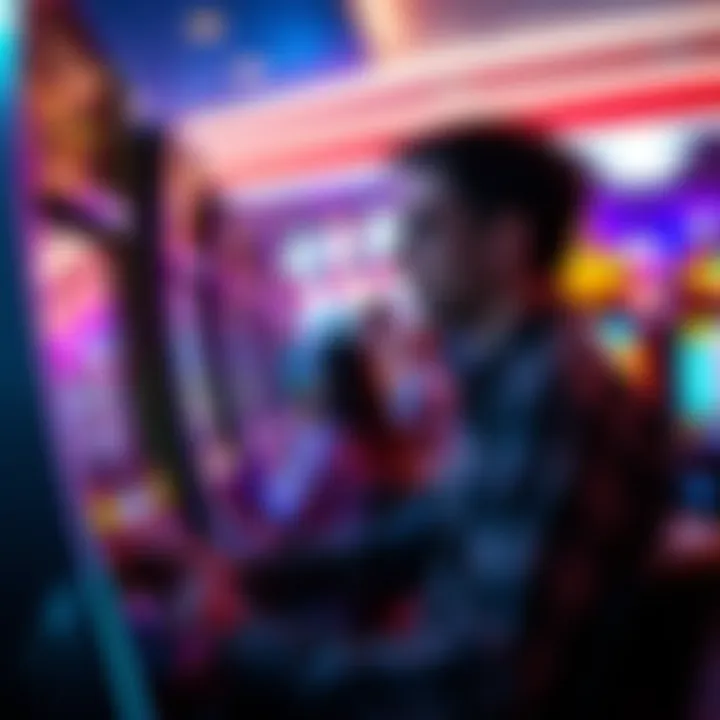 A thoughtful player engaging with a slot machine in a casino