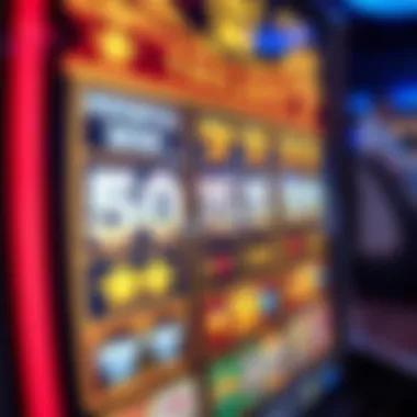 Close-up of a gaming screen displaying potential winnings