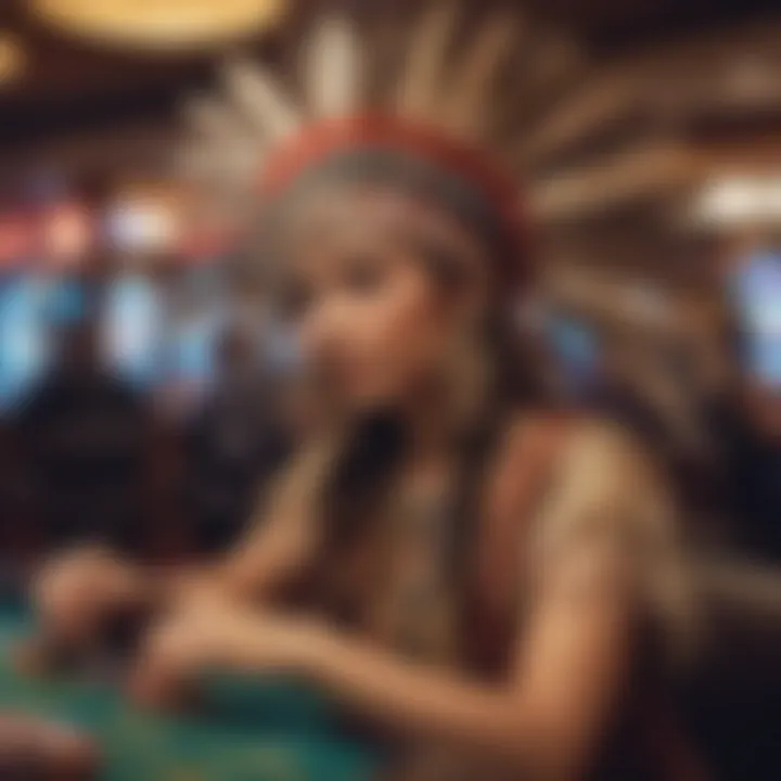 Symbolic representation of native culture intertwined with casino elements