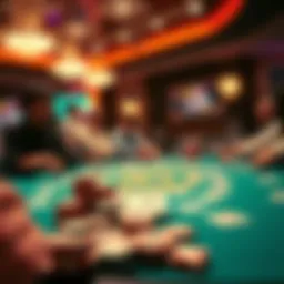 A vibrant poker table filled with chips and cards