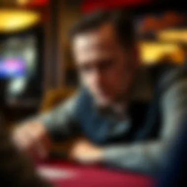 A close-up of a player contemplating their next move in a poker game