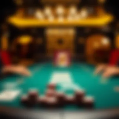 A beautifully arranged poker table with chips and cards set for a game