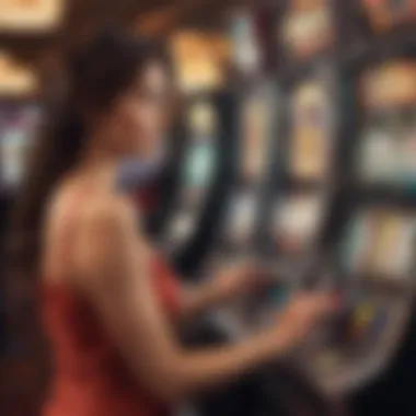 Engaging with Quick Hits Interface Player engaged with Quick Hits slot machine interface