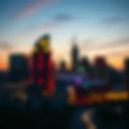 Vibrant downtown Indianapolis skyline at dusk