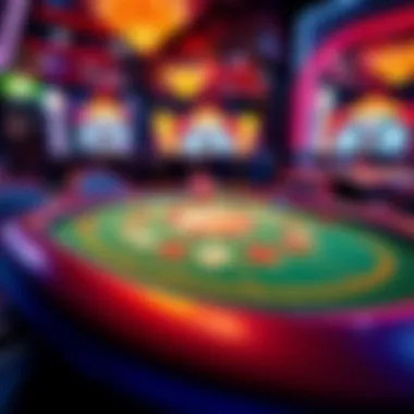 A digital representation of a Texas Hold'em poker table with vibrant graphics.