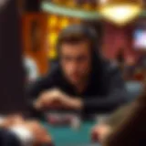 High-stakes online poker game showcasing intense focus