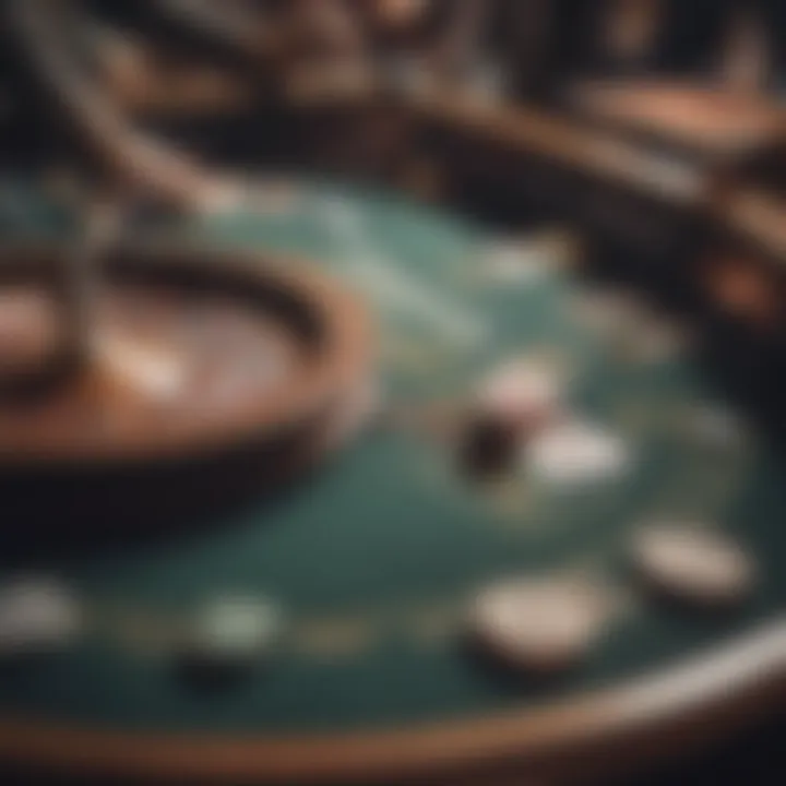 A close-up of a gaming table showcasing diverse casino games