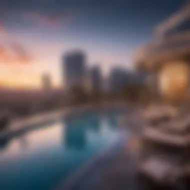 A panoramic view of the luxurious Cosmo Pool, showcasing its opulent design and vibrant atmosphere.