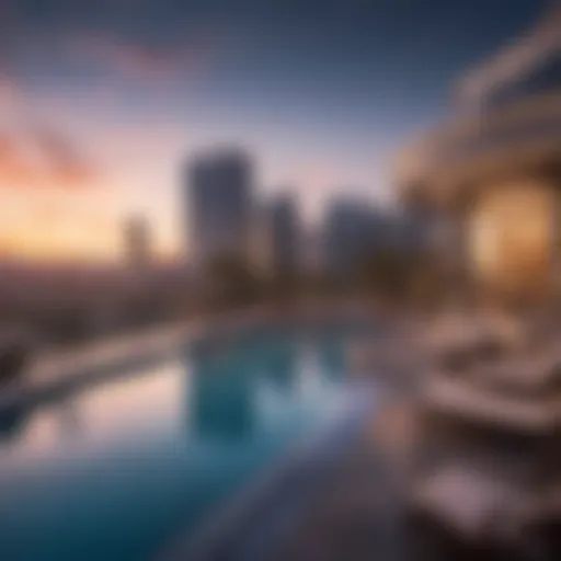 A panoramic view of the luxurious Cosmo Pool, showcasing its opulent design and vibrant atmosphere.