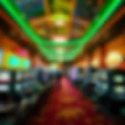 A vibrant Irish-themed casino floor with decorative elements