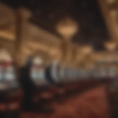 Interior shot of a bustling casino floor filled with gaming tables and slot machines