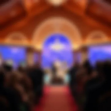 Ceremony taking place inside the chapel with a stunning backdrop.