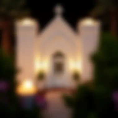 Exterior view of the Little White Chapel showcasing its charming architecture.