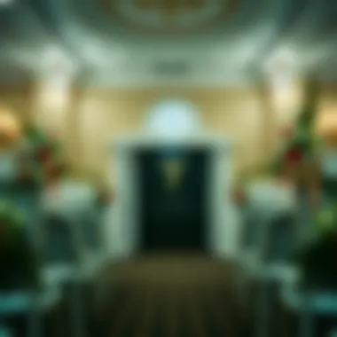 Interior of the chapel adorned with beautiful floral arrangements.