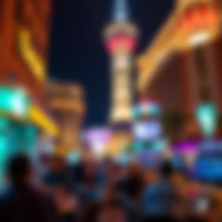 A glimpse of the vibrant nightlife surrounding Palazzo Tower