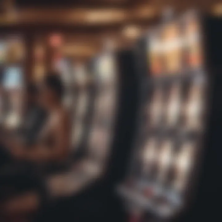 Group of friends enjoying slot machines in a casino