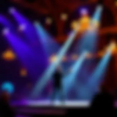 Magical Illusion on Stage A mesmerizing magician performing an illusion on stage with captivating lighting effects