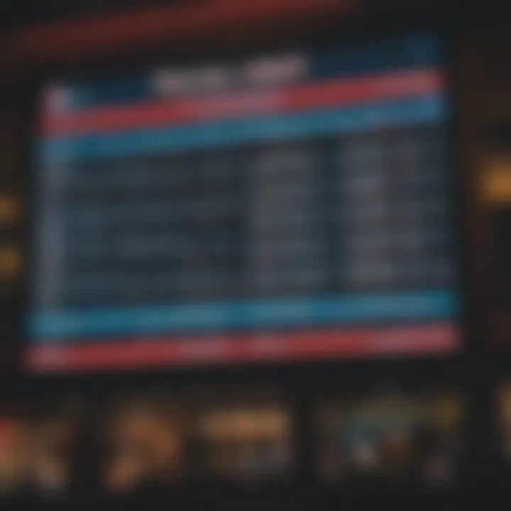 MLB betting odds displayed on a digital screen