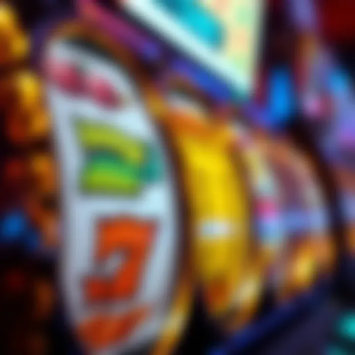 Close-up of spinning reels with symbols