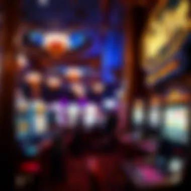 Exciting Casino Ambience Casino ambience with players enjoying slot games