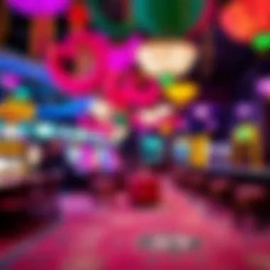 Colorful Casino Decorations Colorful decorations enhancing the casino theme