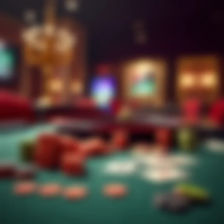 Elegant Casino Table Setup Elegant casino-themed table setup with cards and chips