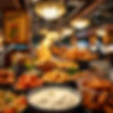 A lavish spread of diverse dishes at a Las Vegas buffet showcasing culinary variety