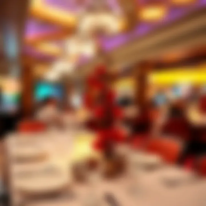 Elegant Decor in Vegas Buffet Dining An elegant dining setup with vibrant decor typical of a Vegas buffet environment